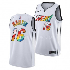 Caleb Martin 2023 Pride Miami Heat White #16 Men's Jersey Rainbow